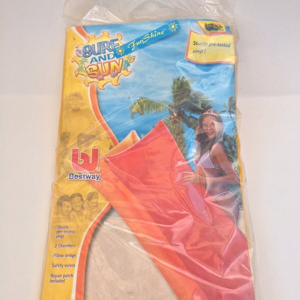NEW VTG 90s Splash Club Inflatable Lounge Pool Float Air Mat 72x27 Pink Swimming